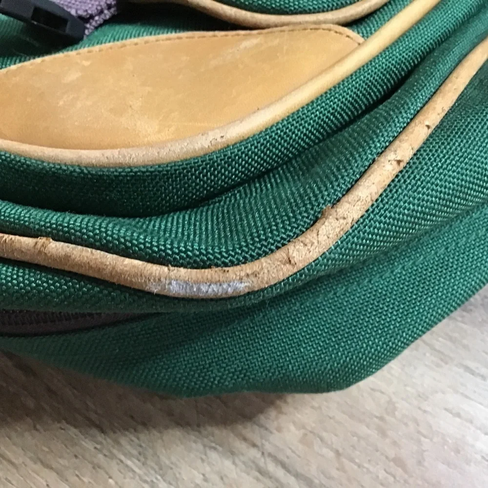 VINTAGE LL BEAN Messenger Lap Top Bag Shoulder Leather and Canvas Green …